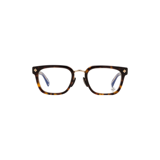 Via Manzoni Boutique Chrome Hearts GIGANDICK squarish sunglasses in dark tortoise acetate and gold-plated titanium.