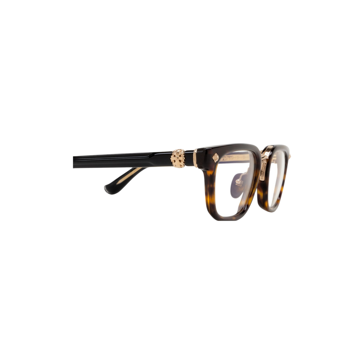 Via Manzoni Boutique Chrome Hearts GIGANDICK sunglasses in dark tortoise acetate with gold-plated titanium details.