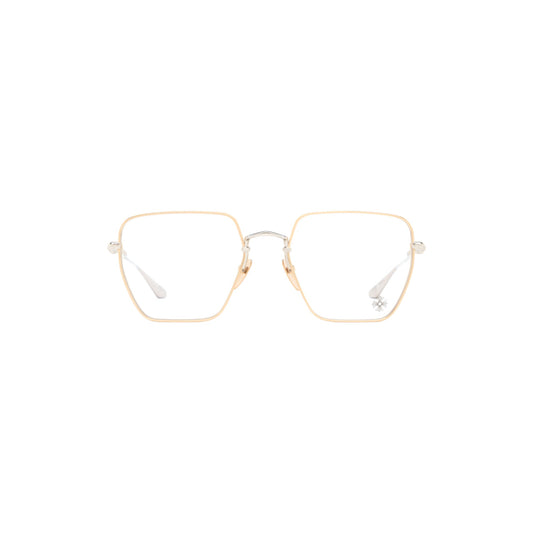Via Manzoni Boutique Chrome Hearts LIPSDICK square eyeglasses in gold-plated titanium with sterling silver accents.