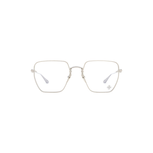 Via Manzoni Boutique Chrome Hearts LIPSDICK square eyeglasses in silver titanium with sterling silver temple details.