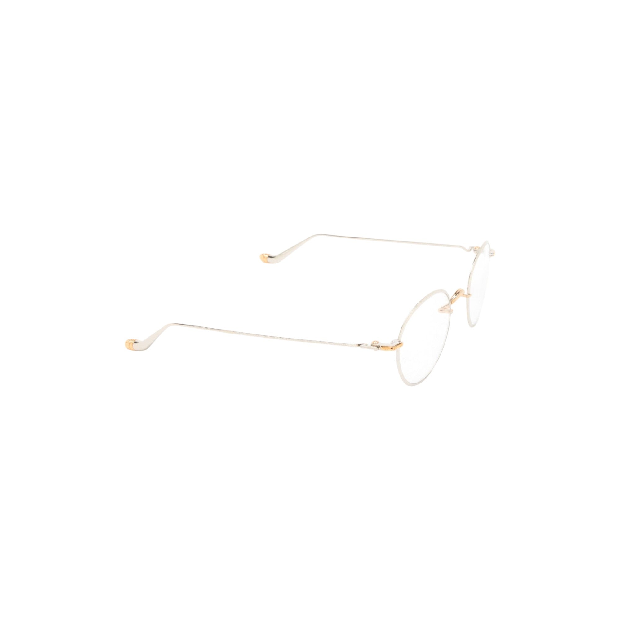 Via Manzoni Boutique Chrome Hearts SLOT ONE rounded titanium eyeglasses in silver and gold-plated sterling silver.