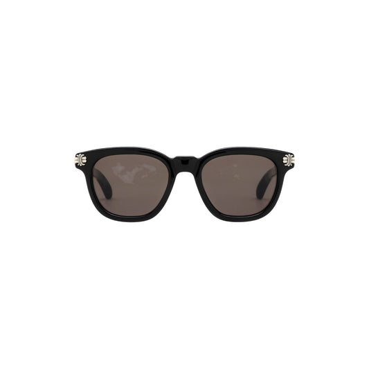 Via Manzoni Boutique Chrome Hearts SMOKE SHOW black acetate sunglasses with sterling silver cross temple accents.