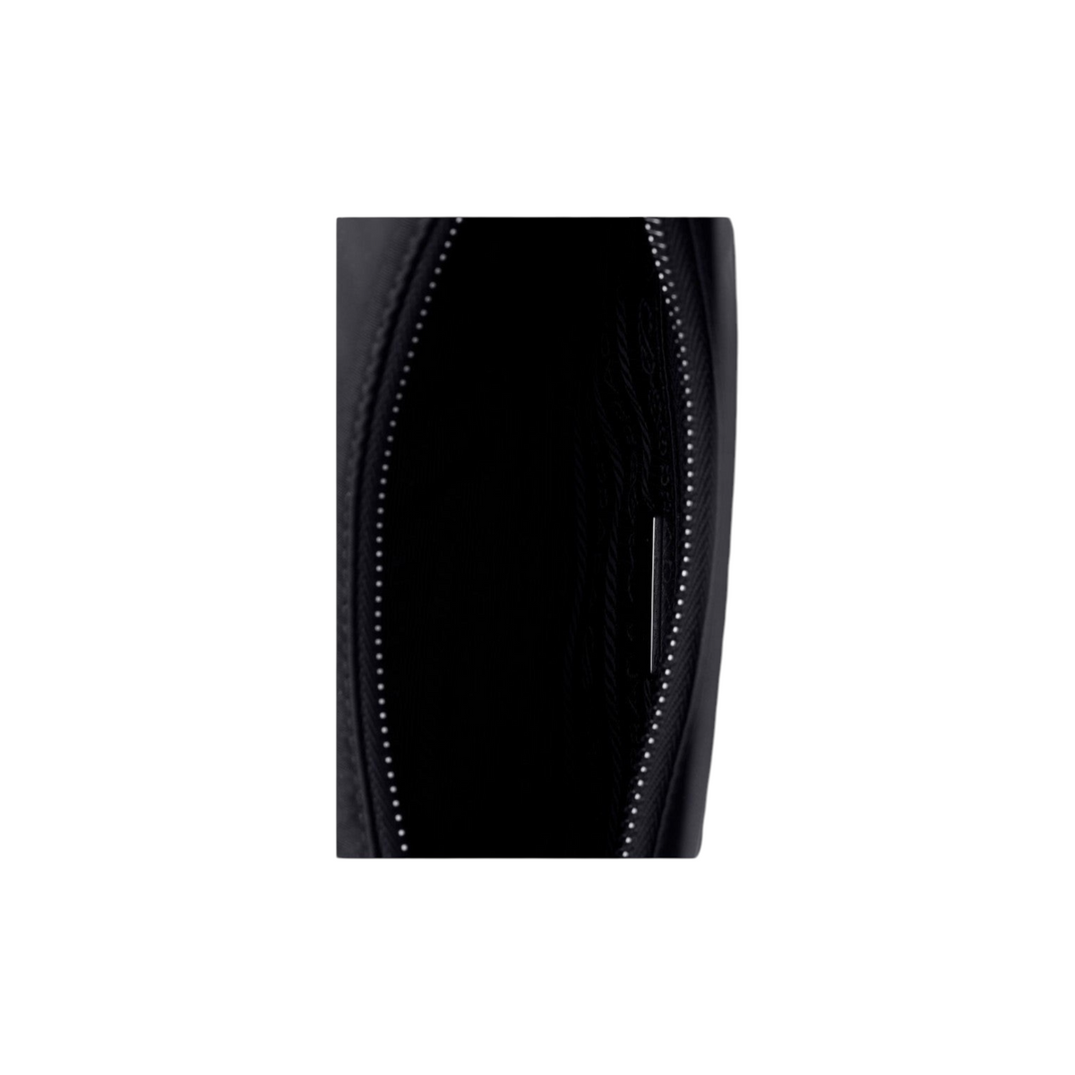Via Manzoni Boutique PRADA Re-Edition 2005 black nylon shoulder bag interior with logo-printed fabric lining