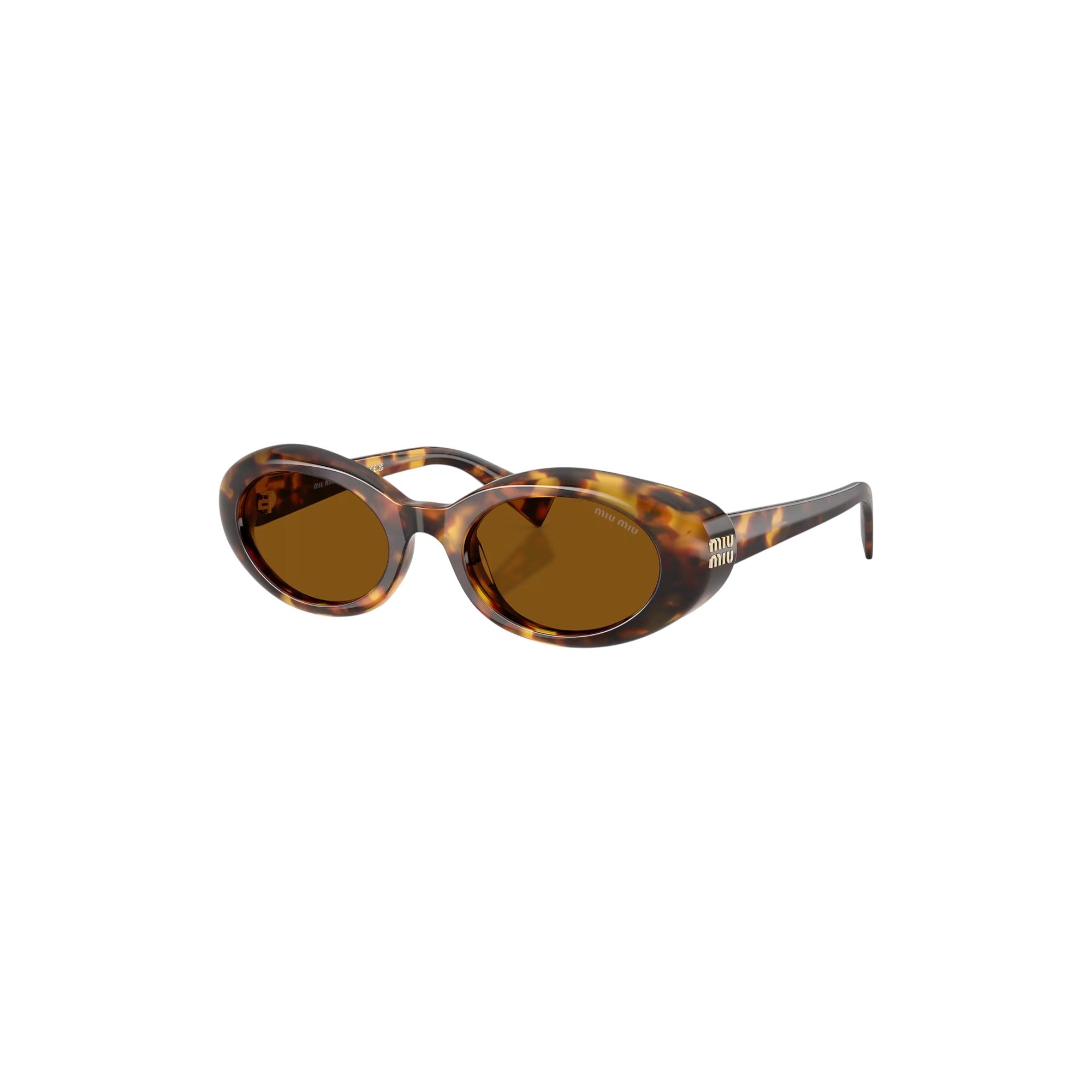 Via Manzoni Boutique Rêverie sunglasses in honey havana tortoiseshell acetate with brown lenses and gold Miu Miu logo.